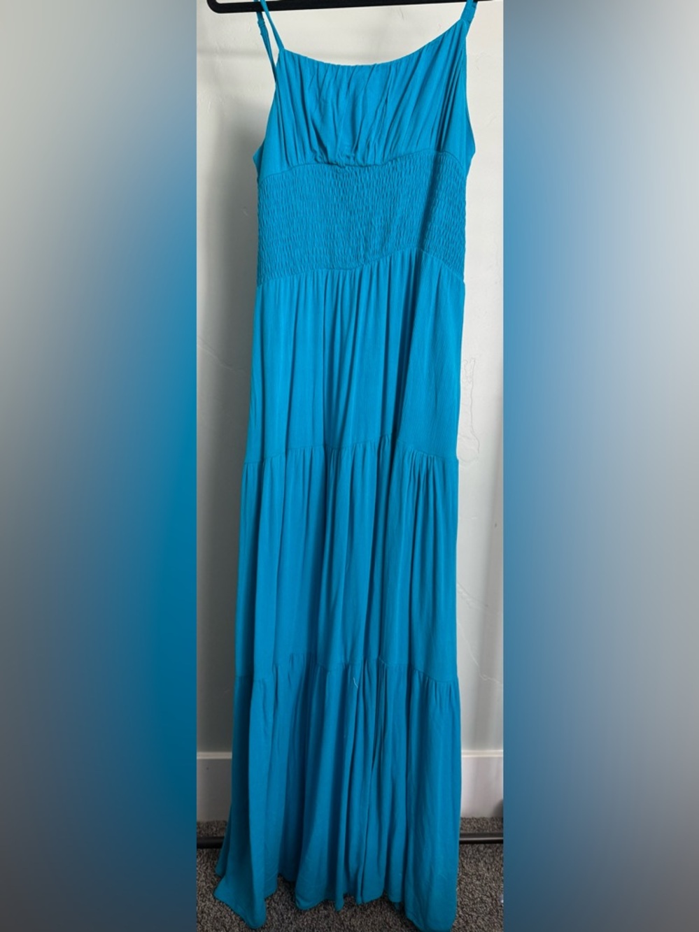 SHEIN Teal Blue Tiered Maxi Dress